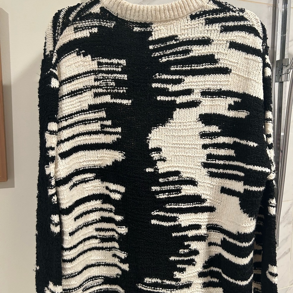 Zara Black and Cream Men's Cardigan Sweater